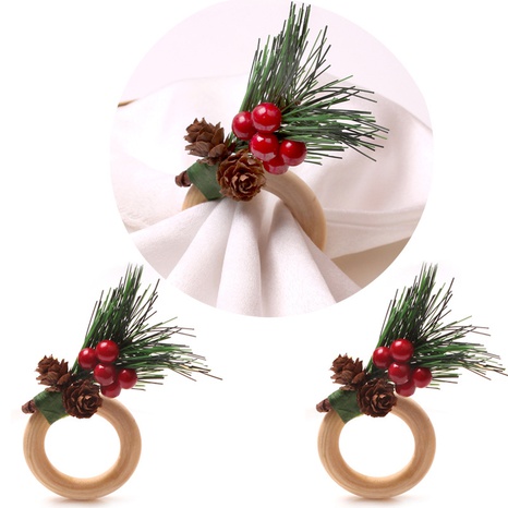 Christmas Pastoral Plant Wood Napkin ring 1 Piece's discount tags
