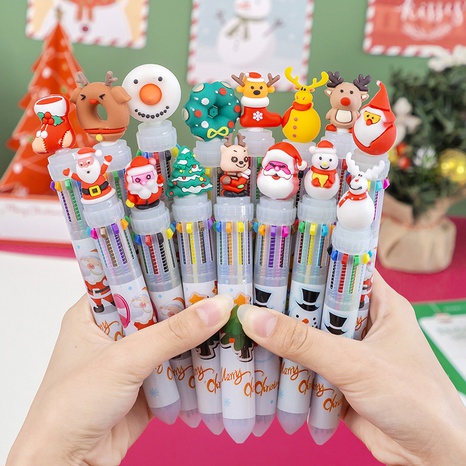 Christmas gift student cartoon shape ten-color press ballpoint pen's discount tags