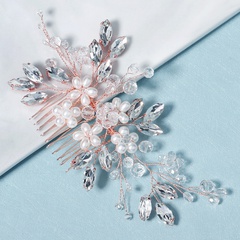 Fashion Flower Rhinestone Handmade Artificial Pearls Hair Combs 1 Piece