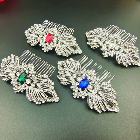 Fashion Flower Alloy Plating Inlay Artificial Gemstones Hair Combs 1 Piece's discount tags