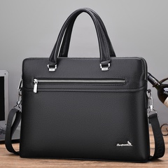 Men'S Business Solid Color Pu Leather Waterproof Briefcases