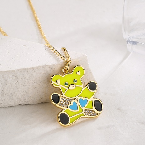 Fashion Bear Copper Gold Plated Zircon Pendant Necklace 1 Piece's discount tags