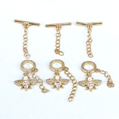 Cute Insect Bee Copper Buckle Gold Plated Artificial Pearls Zircon Jewelry Accessories 1 Set