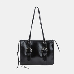 Women'S Medium All Seasons PU Leather Solid Color Streetwear Square Zipper Tote Bag