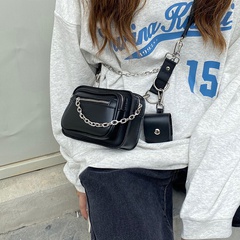 Women'S Small PU Leather Solid Color Fashion Chain Square Zipper Crossbody Bag