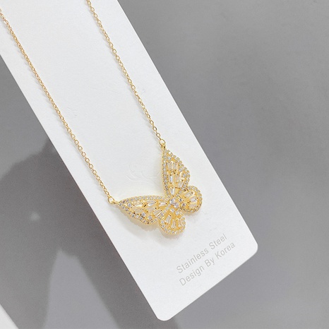 Luxurious Butterfly Copper Necklace Gold Plated Zircon Copper Necklaces 1 Piece's discount tags
