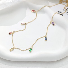 Einfacher Stil Quadrat Titan Stahl Halskette Eingelegtes Gold Zirkon Edelstahl Halsketten