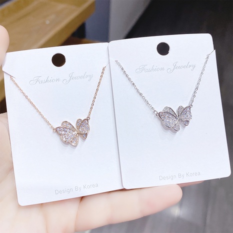 Glam Butterfly Copper Necklace Plating Zircon Copper Necklaces 1 Piece's discount tags
