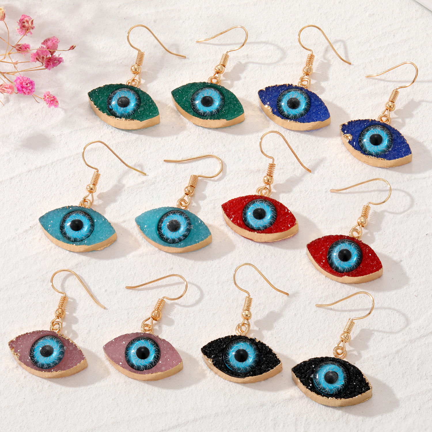 Fashion Eye Alloy Resin Plating WomenS Ear hook 1 Pairpicture1
