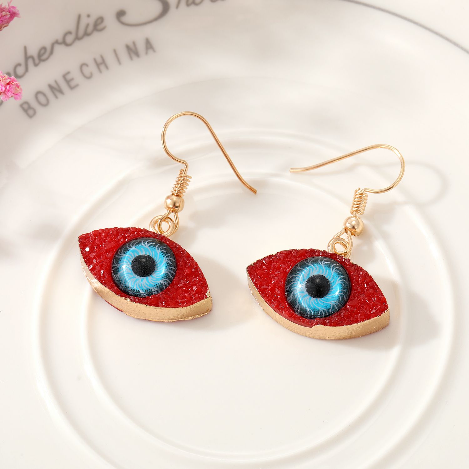 Fashion Eye Alloy Resin Plating WomenS Ear hook 1 Pairpicture3