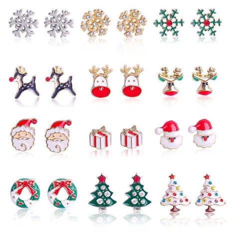 Fashion Christmas Tree Santa Claus Snowflake Alloy Inlay Rhinestones Women'S Ear Studs's discount tags