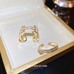 Mode Geometrisch Kupfer Vergoldet Zirkon Offener Ring 1 Stück