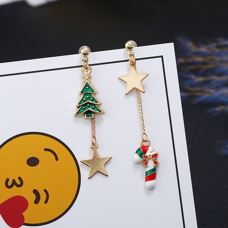 Fashion Christmas Tree Letter Star Alloy Asymmetrical Enamel Plating Women'S Dangling Earrings 1 Pair's discount tags