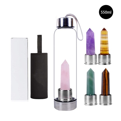 Natural Crystal Column decor stainless steel Water Bottle's discount tags