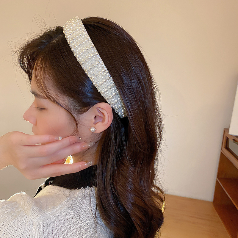 Fashion Solid Color Artificial Pearl Pearl Hair Band 1 Piece3