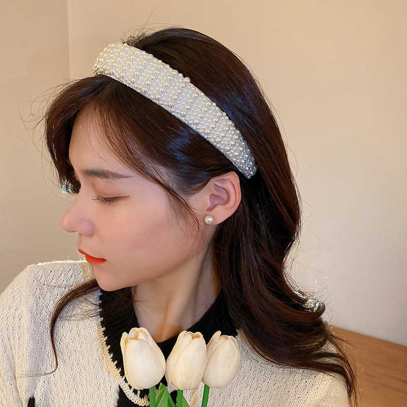 Fashion Solid Color Artificial Pearl Pearl Hair Band 1 Piece2