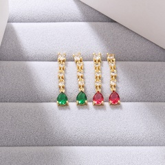 Fashion Geometric Copper Drop Earrings Plating Zircon Copper Earrings 1 Pair