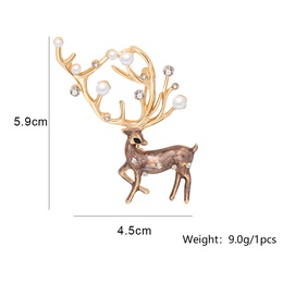 Fashion Deer Alloy Inlay Artificial Pearls Rhinestones WomenS Brooches 1 Piecepicture6