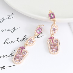 Fashion Geometric Imitation Pearl Alloy Rhinestone Women'S Drop Earrings 1 Pair