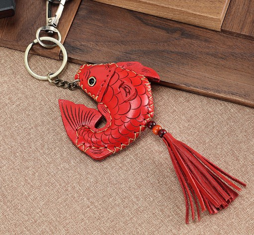 Fashion Fish Pu Leather Sewing WomenS Keychain 1 Piece