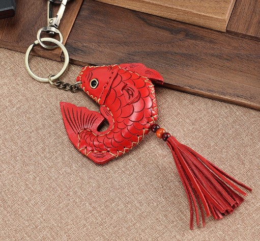 Fashion Fish Pu Leather Sewing WomenS Keychain 1 Piecepicture4