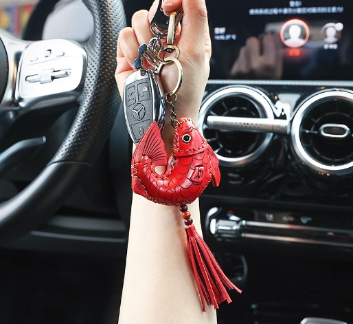 Fashion Fish Pu Leather Sewing WomenS Keychain 1 Piecepicture3