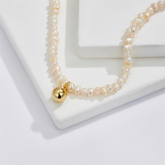 Fashion Geometric Imitation Pearl Brass Necklace Copper Necklaces