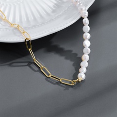 Fashion Geometric Imitation Pearl Brass Necklace Copper Necklaces 1 Piece