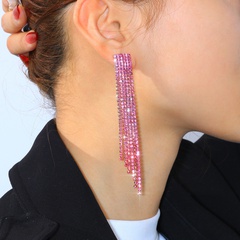 Fashion Tassel Solid Color Alloy Rhinestone Drop Earrings Crystal Earrings 1 Pair