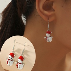 Retro Christmas Hat Snowman Alloy Enamel Inlay Rhinestones Women'S Earrings Necklace 1 Piece 1 Pair