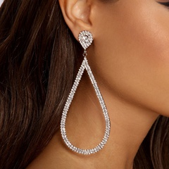 Fashion Water Droplets Rhinestone Drop Earrings Patchwork Crystal Earrings 1 Pair