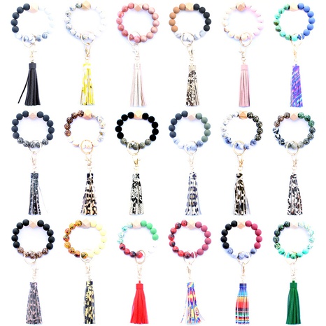 Simple Style Tie Dye Wood Tassel Unisex Bracelets 1 Piece's discount tags