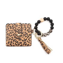 Fashion Solid Color Leopard PU Leather Beaded WomenS Bag Pendant Keychain 1 Piecepicture22