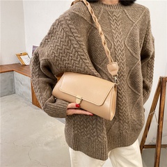 Women'S Small Summer PU Leather Solid Color Fashion Metal Button Square Flip Cover Shoulder Bag
