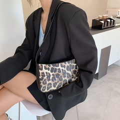 Women'S Small Summer PU Leather Stripe Leopard Fashion Square Zipper Shoulder Bag
