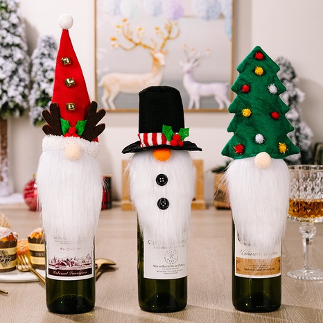 Christmas Cute Christmas Tree Santa Claus Snowman Cloth Family Gathering Bottle cover 1 Piece's discount tags