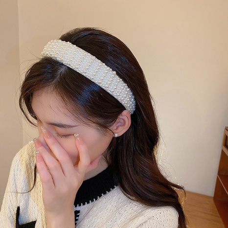 Sweet Solid Color Imitation Pearl Hair Band 1 Piece's discount tags