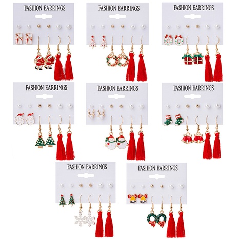 Fashion Christmas Tree Santa Claus Christmas Socks Alloy Enamel Plating Women'S Earrings 6 Pairs's discount tags