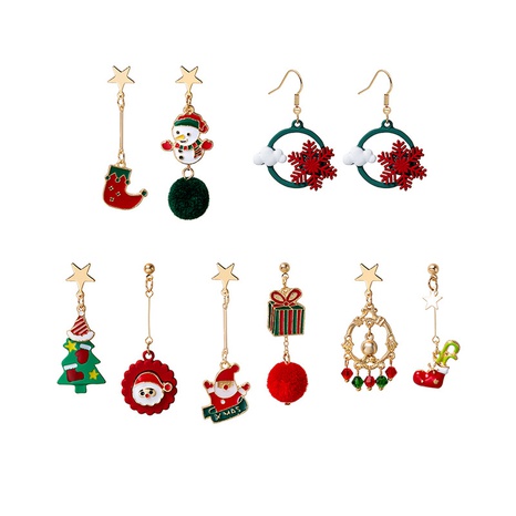 Fashion Christmas Tree Santa Claus Snowflake Alloy Stoving Varnish Plating Women'S Drop Earrings 1 Pair's discount tags