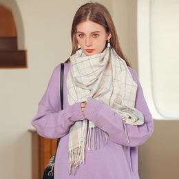 WomenS Vintage Style Lattice Imitation cashmere Polyester Tassel Winter Scarvespicture6