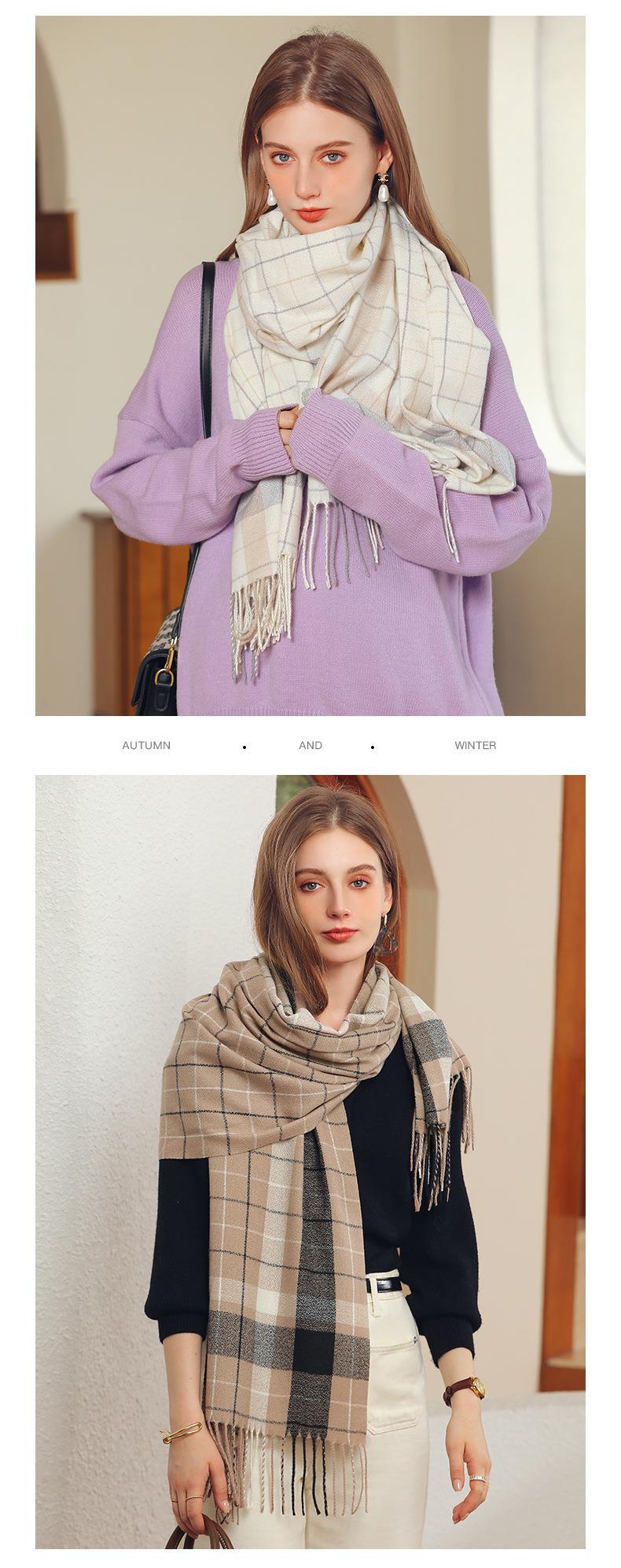 WomenS Vintage Style Lattice Imitation cashmere Polyester Tassel Winter Scarvespicture1