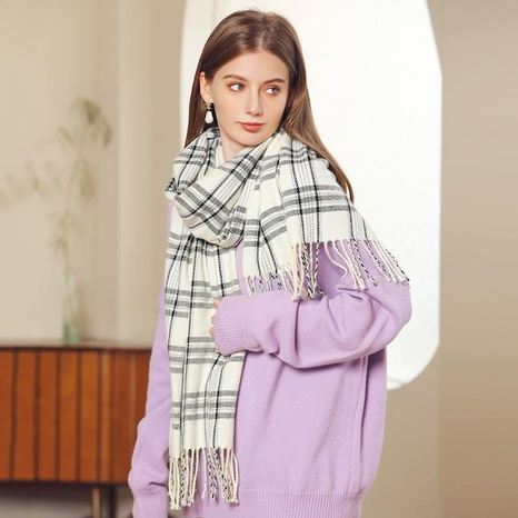 Women'S Simple Style Lattice Imitation cashmere Tassel Winter Scarves's discount tags