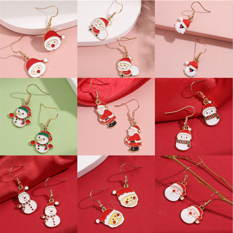 Cute Santa Claus Alloy Enamel Women'S Drop Earrings 1 Pair's discount tags