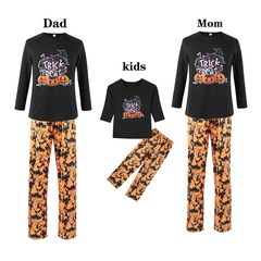 Fashion Pumpkin Letter Polyester Pants Sets Straight Pants Blouse Family Matching Outfits
