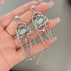 Retro Geometric Alloy Chain Natural Stone Women'S Drop Earrings 1 Pair