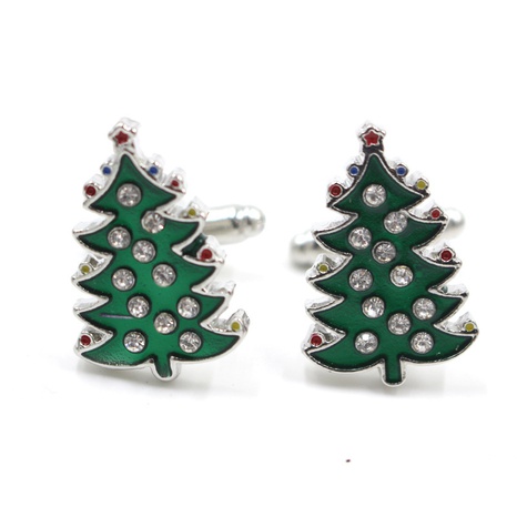Christmas European and American Hot-Selling Ornament Christmas Gift Diamond Christmas Tree Cufflinks Holiday Celebration Small Gift's discount tags