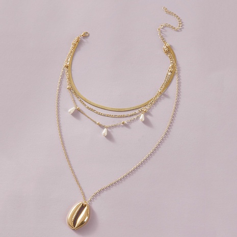 Simple Style Shell Alloy Plating Women'S Layered Necklaces 1 Piece's discount tags