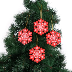 Christmas Fashion Snowflake Wood Party Hanging Ornaments 4 Pieces