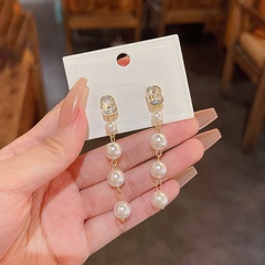 Elegant Geometric Alloy Inlay Artificial Pearls Rhinestones Women'S Drop Earrings 1 Pair