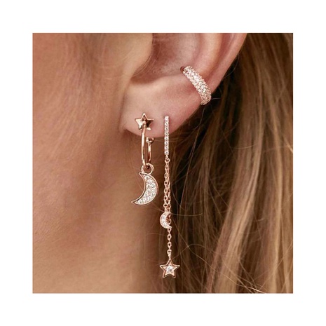 Fashion Star Moon Alloy Inlay Rhinestones Women'S Drop Earrings 1 Set's discount tags